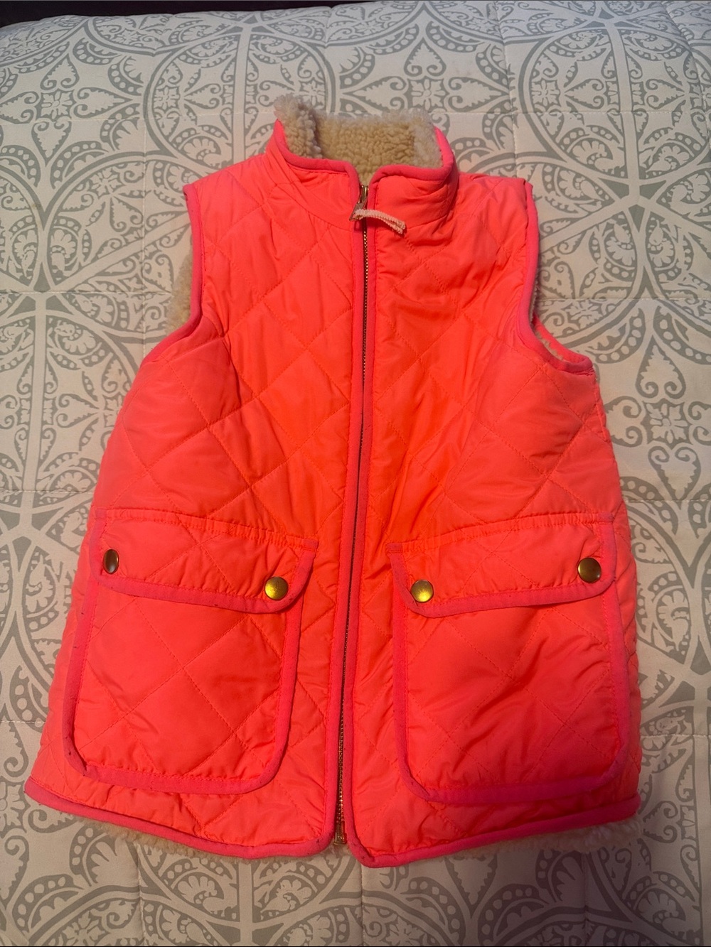Crewcuts Quilted Coral Pink Fleece-Lined Vest